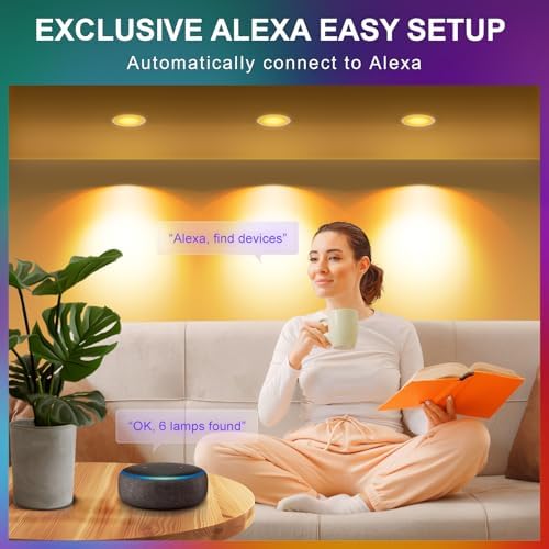 VARICART Smart RGB LED Downlights | IP44 Bathroom Alexa Spotlights | 6 Pcs