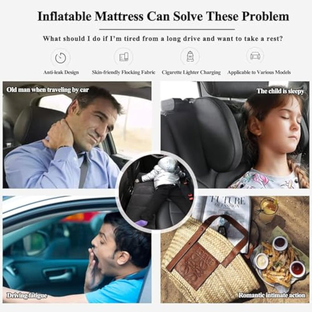 MEIRRAI Inflatable Car Mattress Gap Filler | Flocking Travel Bed for SUV