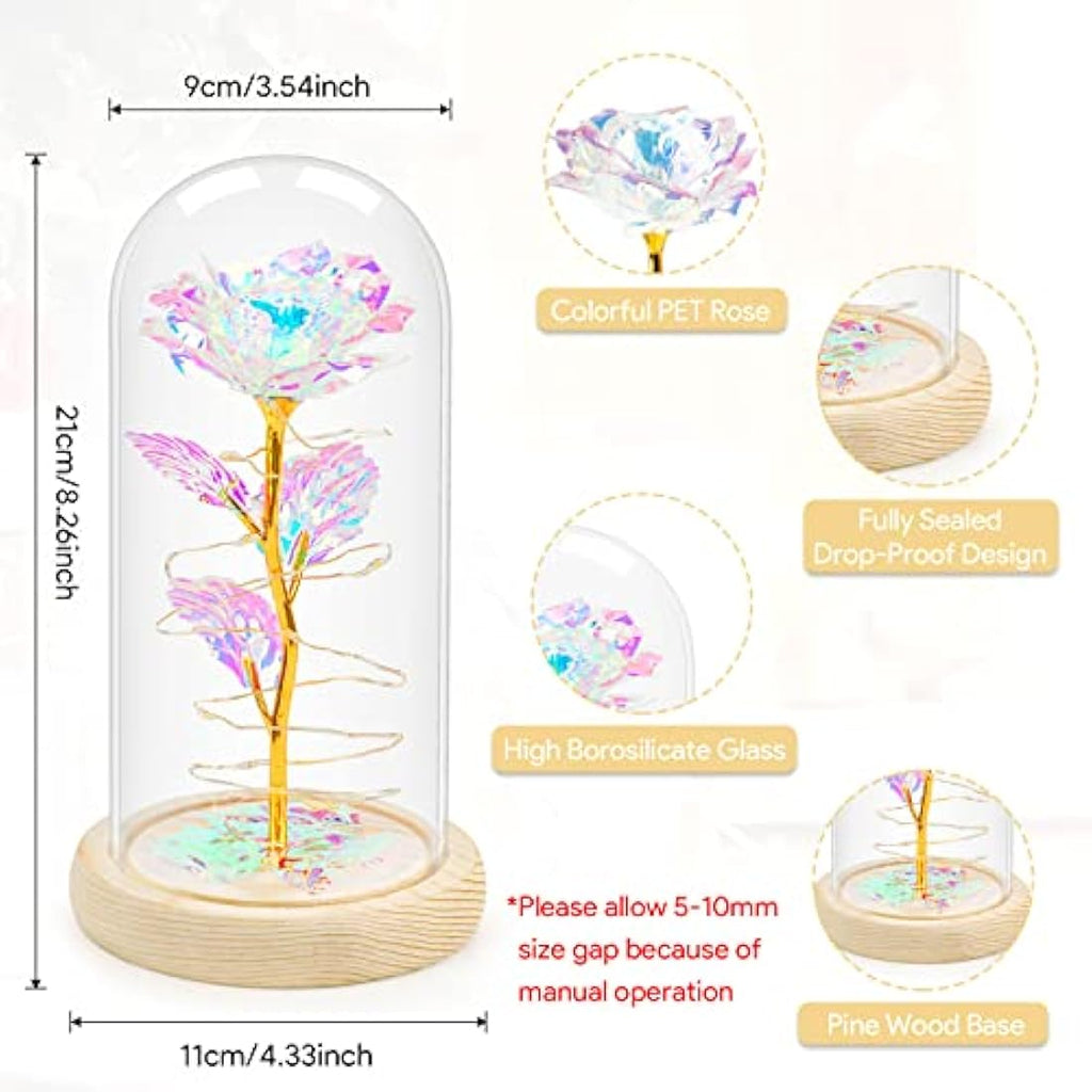 Galaxy Eternal Rose in Glass Dome – LED Artificial Flower Gift