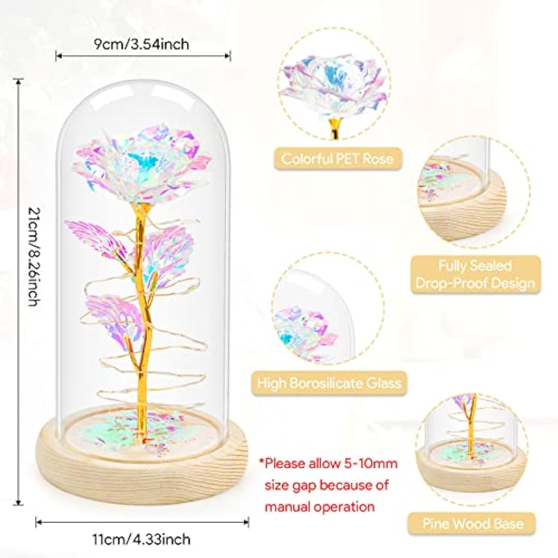Galaxy Eternal Rose in Glass Dome – LED Artificial Flower Gift