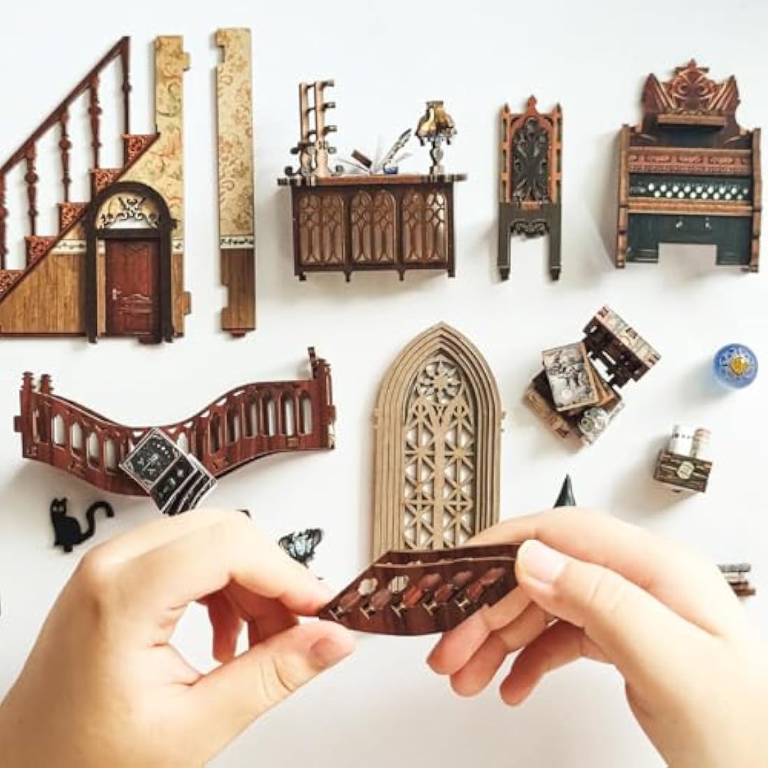 Spilay DIY Book Nook Kit – 3D Holzpuzzle Miniatur Haus mit LED-Licht