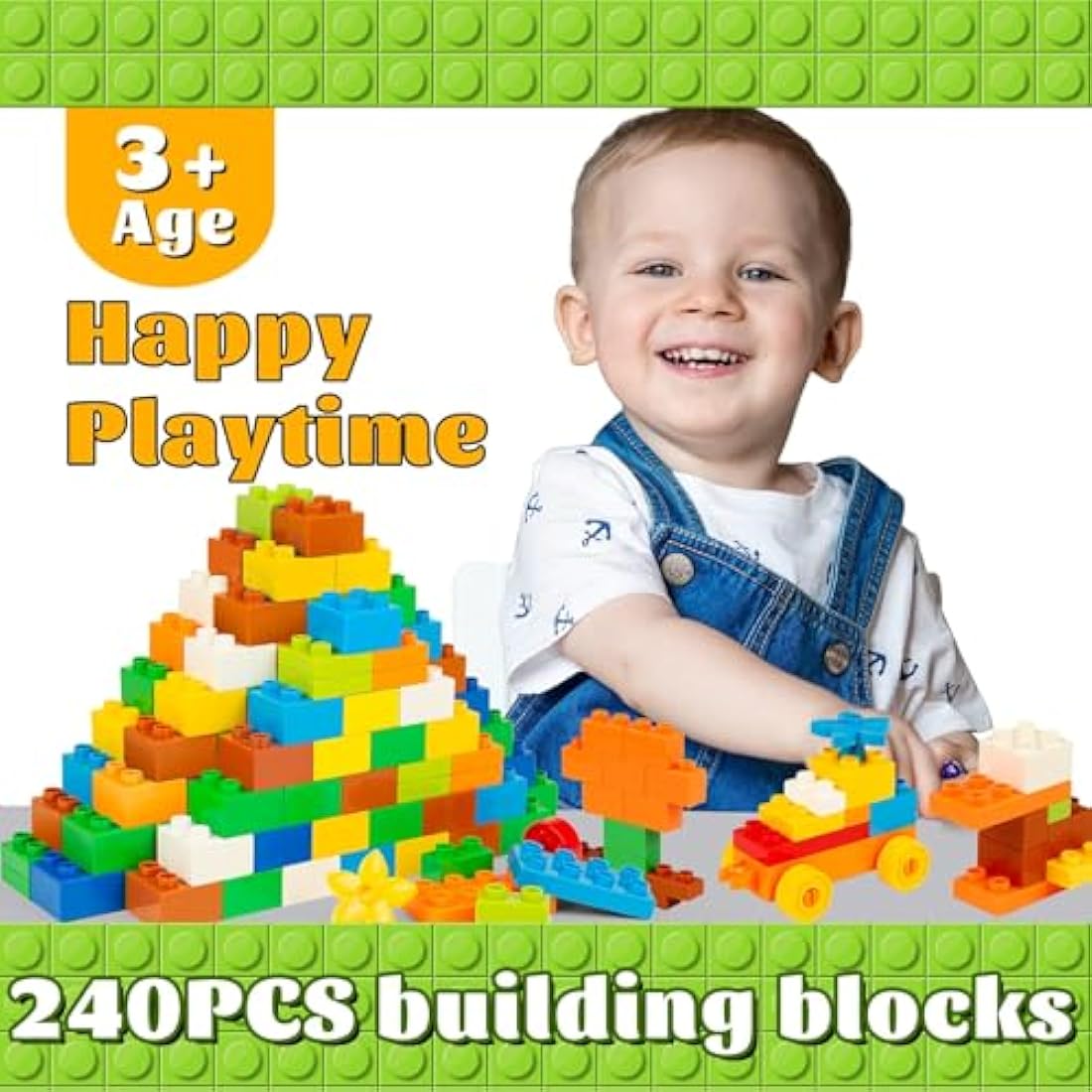 HIUME 240 Piece Big Building Blocks for Toddlers | Duplo Compatible Set