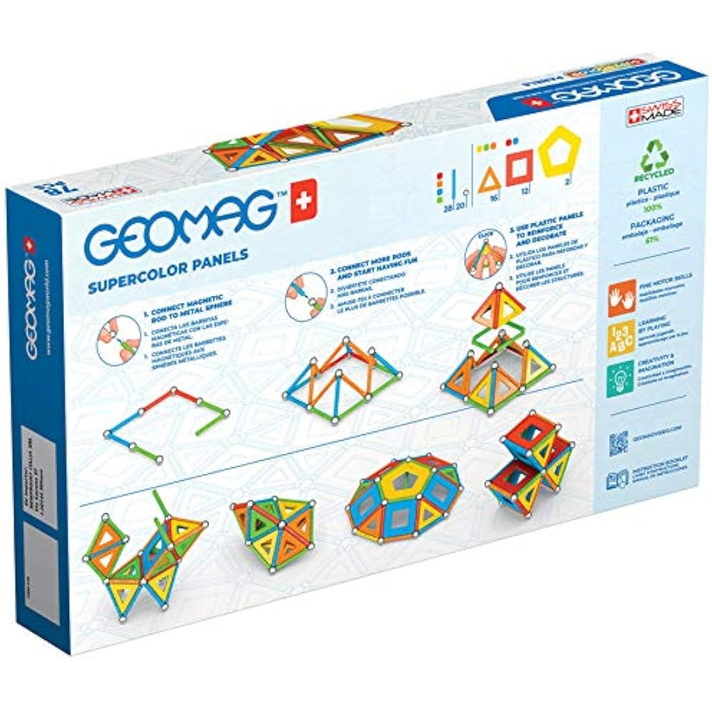 Geomag Supercolor Magnetic Construction Set - 100% Recycled Plastic - 78pc