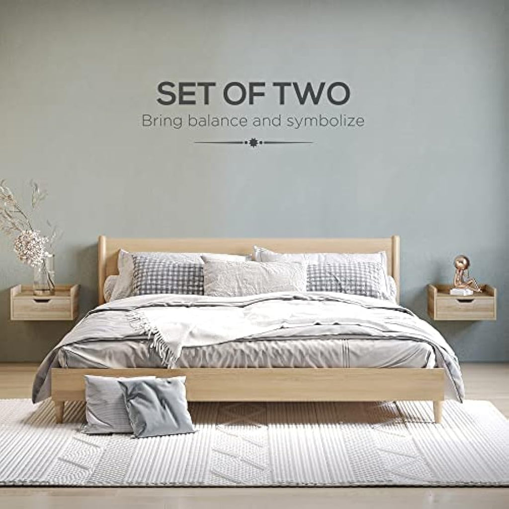 Jolof Store Floating Nightstand Set of 2 - Wall Mounted Bedside Table