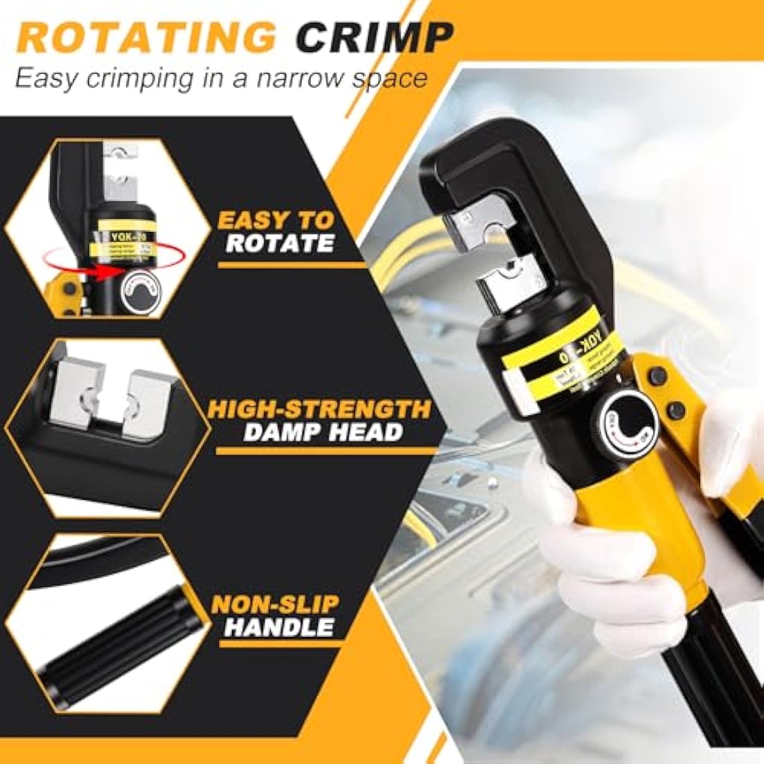 HSEAMALL 10-Ton Hydraulic Crimping Tool for 4-70mm² Copper Terminals