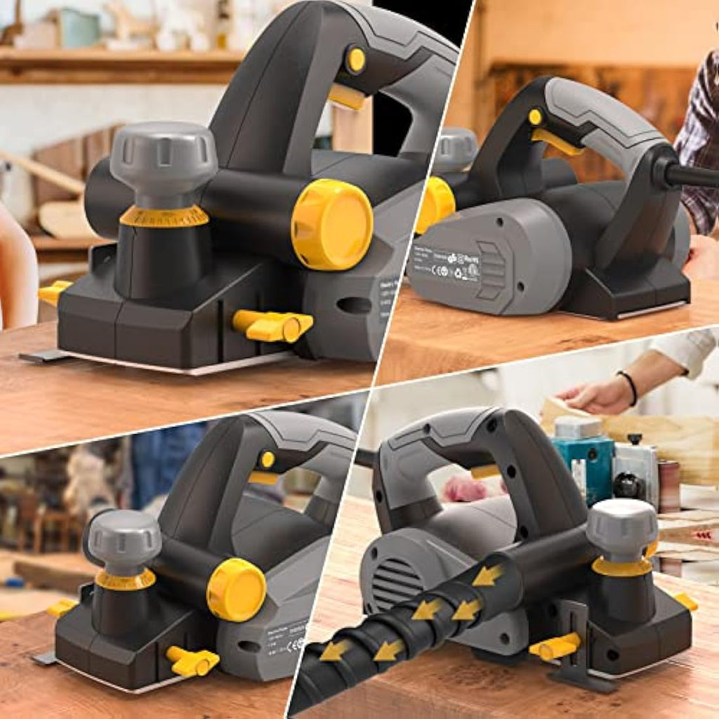Jellas Electric Hand Planer - 710W Woodworking Tool with 2 HSS Blades