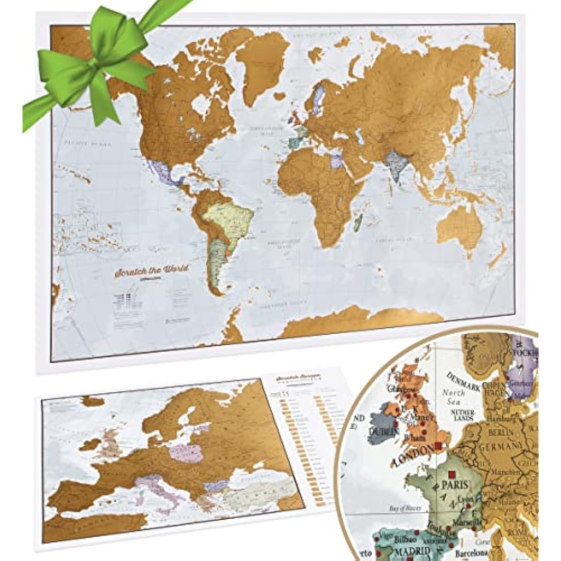 Scratch Off World Map Poster with Europe Map – Maps International Travel Gift