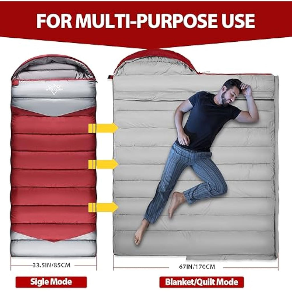 ETGLCOZY XL Sleeping Bag – 4 Season Cold Weather Camping with Compression Sack