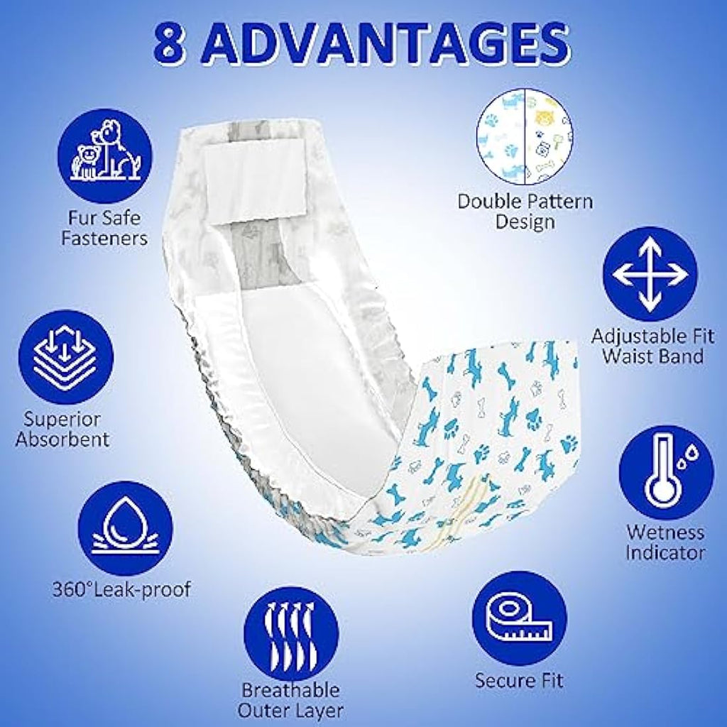 Dono Disposable Male Dog Diapers | Large Absorbent Belly Bands | 48 Count
