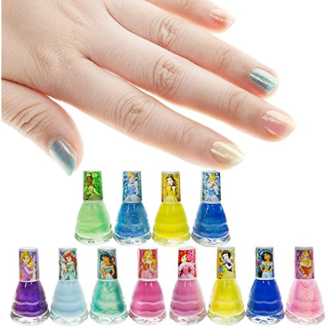 Disney Princess Kids Nail Polish Set – 12 Pcs Non-Toxic Peel-Off Kit