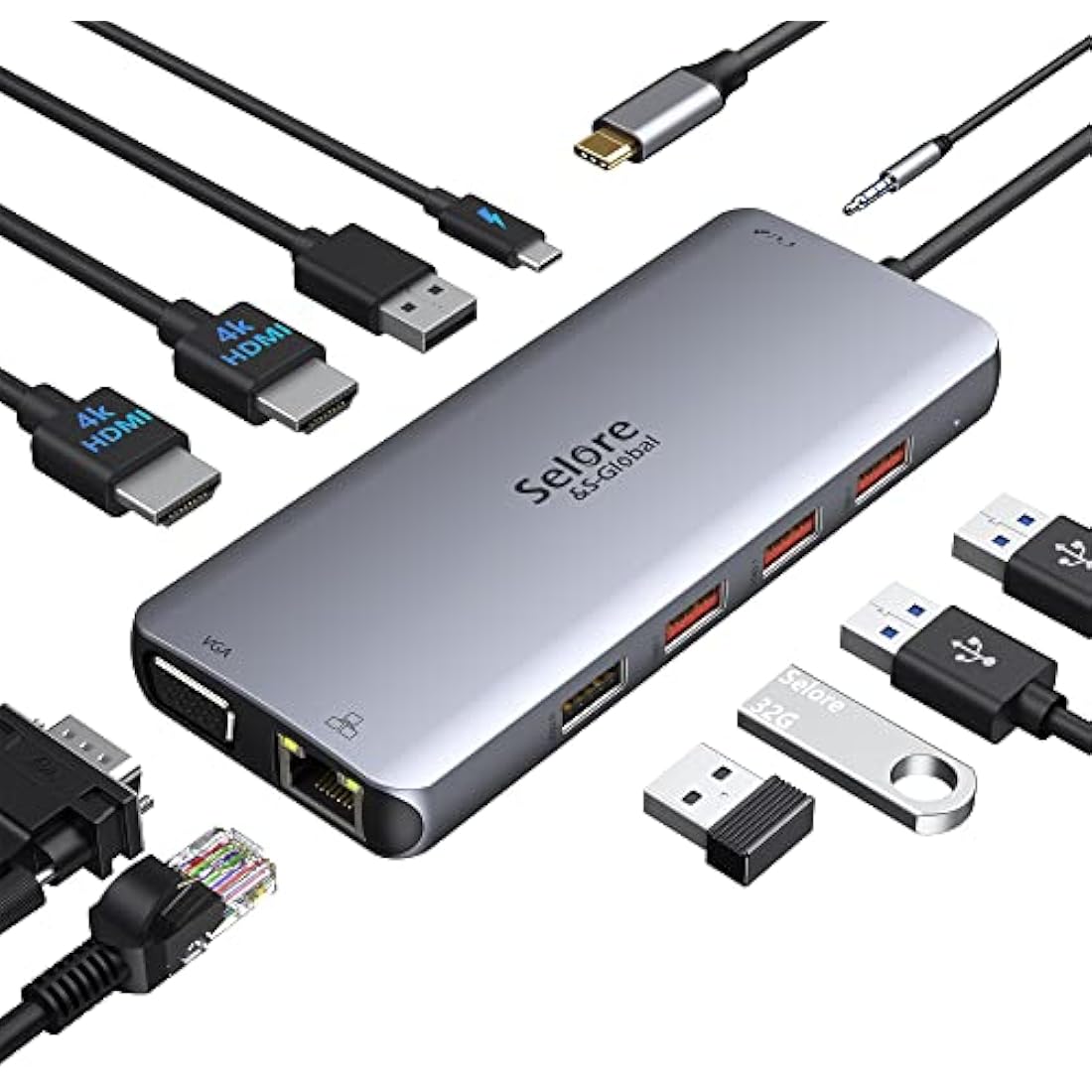 11-in-1 USB C Docking Station – Dual HDMI 4K & 100W PD