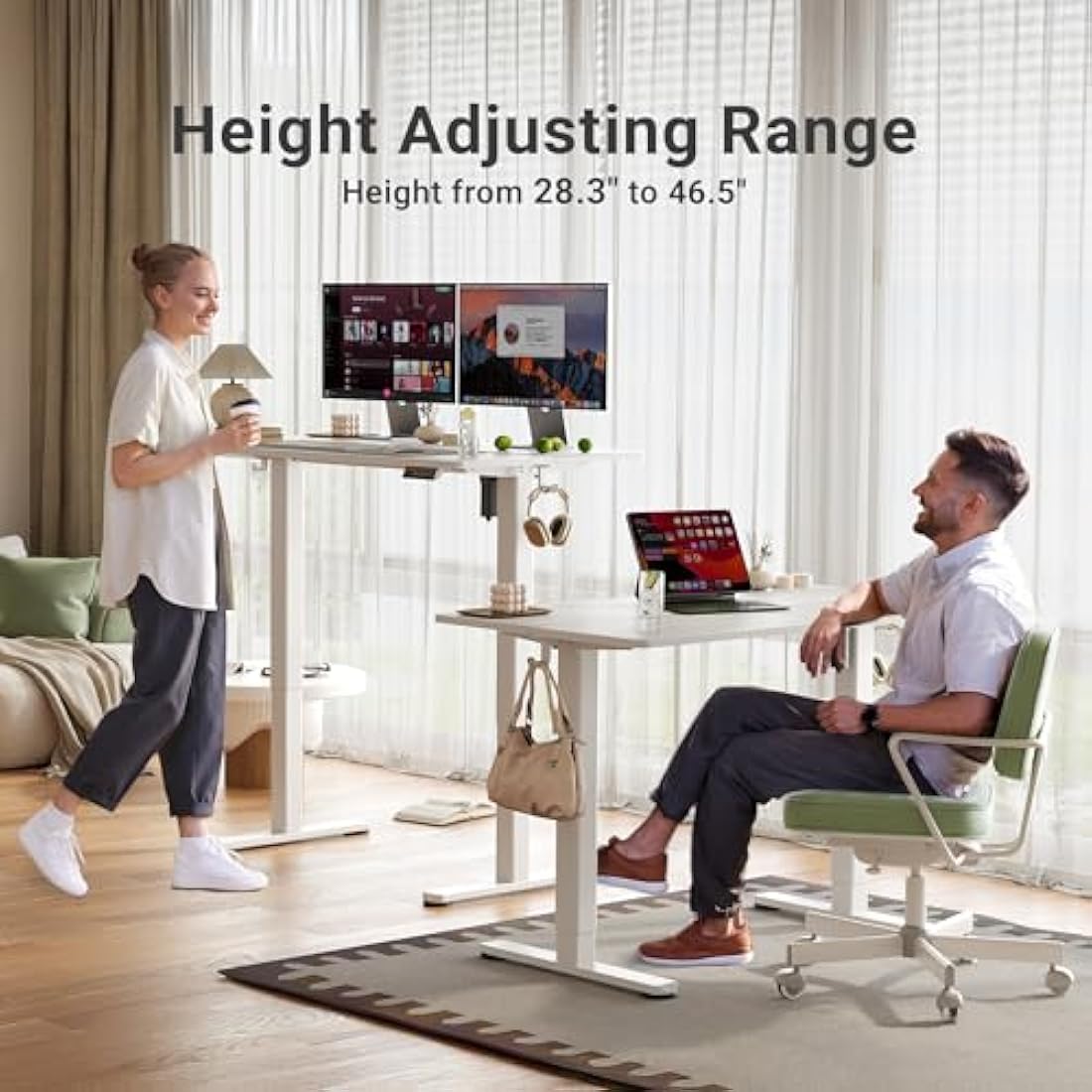Claiks Electric Standing Desk – 160x60 cm Height Adjustable White