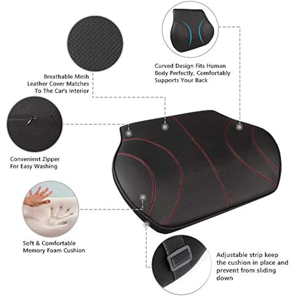 KOYOSO Lumbar Support Cushion | Memory Foam Leather Back Pillow for Car