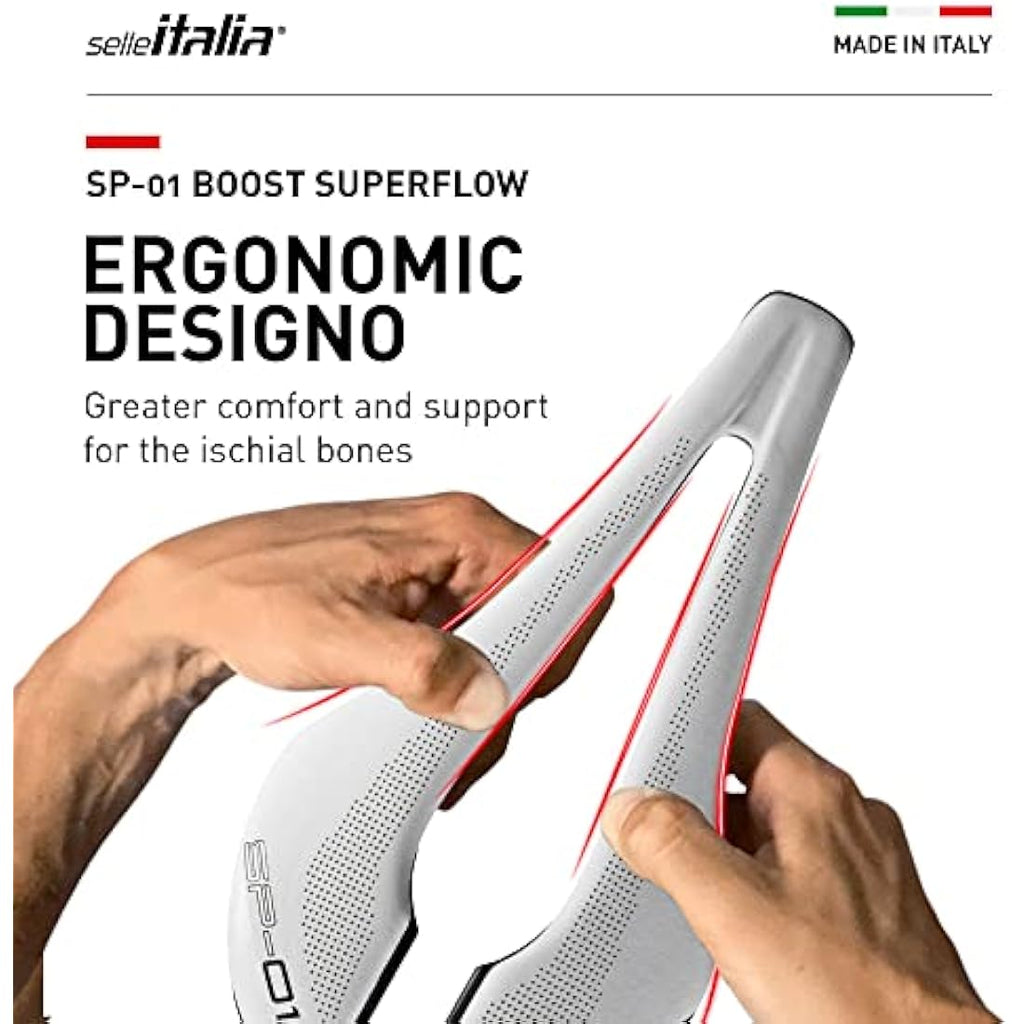 Selle Italia SP01 Boost Superflow Road Saddle - White Fibra-Tek L3