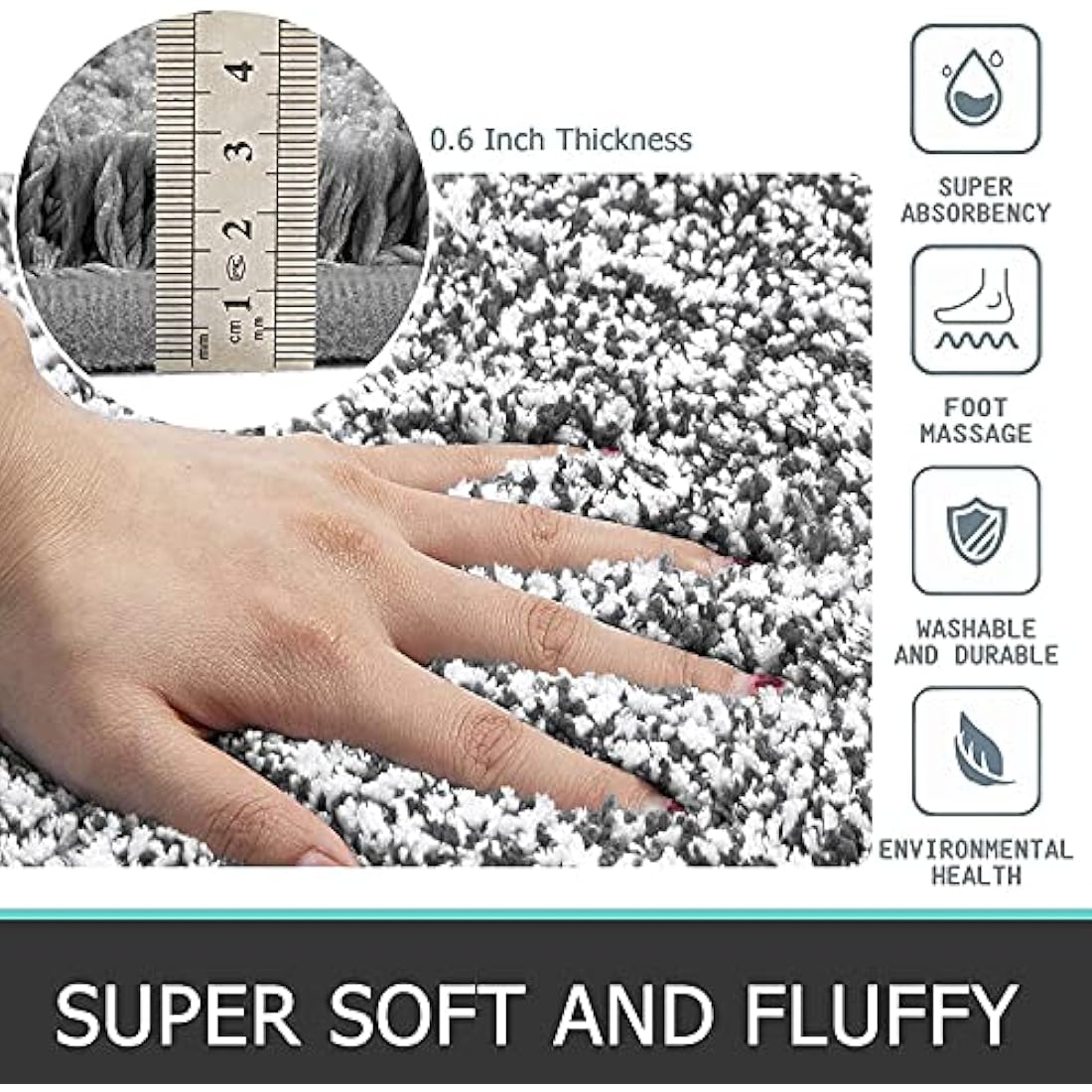 Pauwer 3-Piece Microfiber Bathroom Mat Set – Non-Slip & Absorbent, Dark Grey
