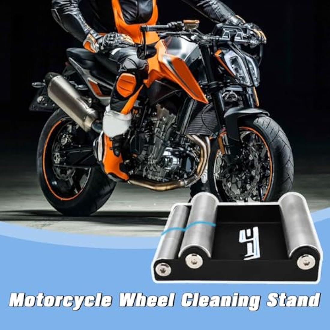 Jolof Store Motorcycle Wheel Roller Stand for Chain & Tyre Cleaning
