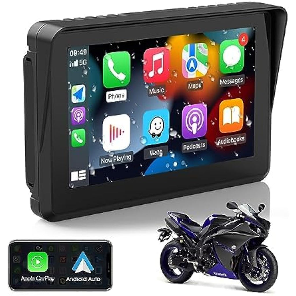 CARabc 5" Motorcycle Wireless CarPlay & Android Auto GPS Screen | IPX7
