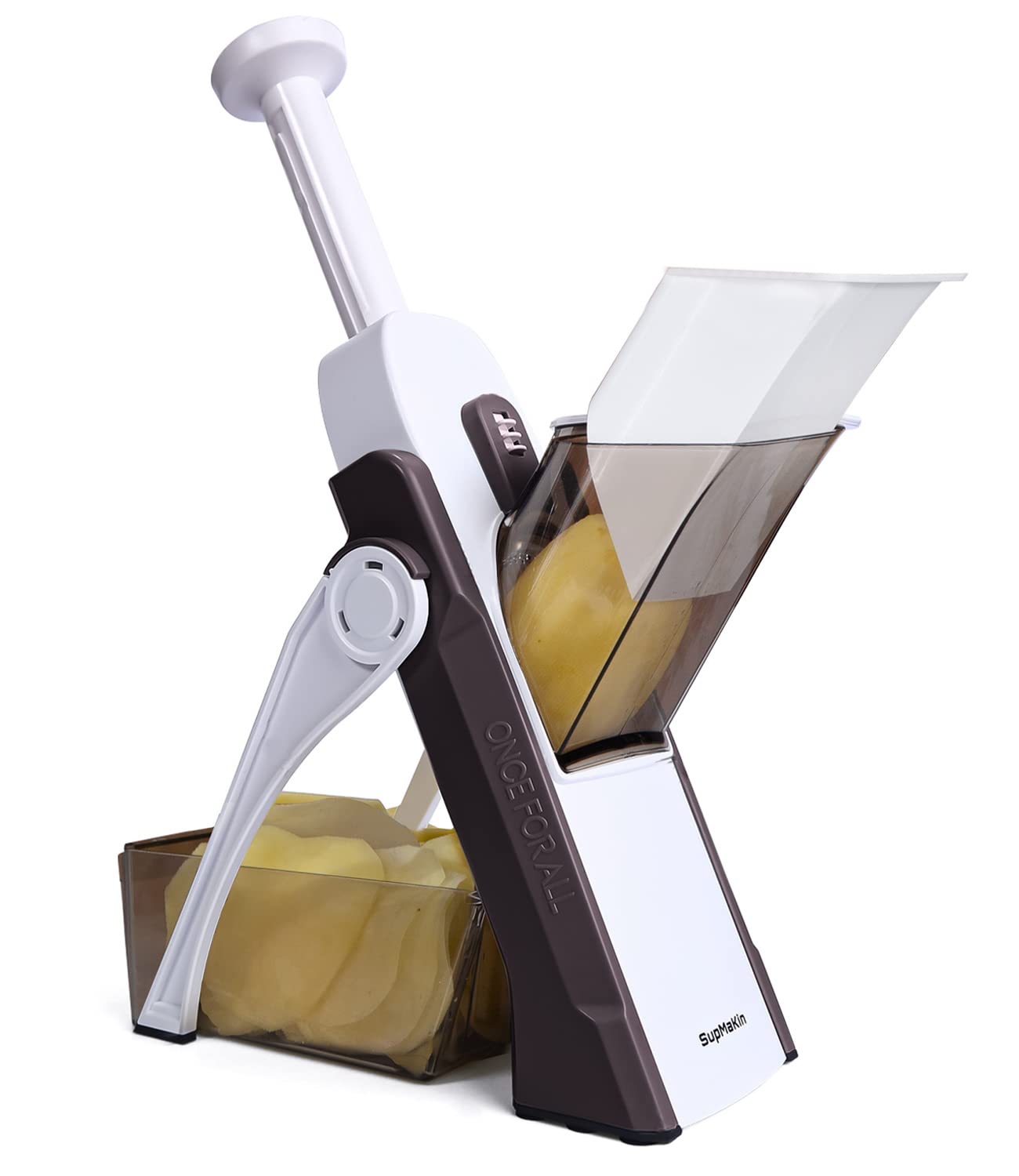 SUPMAKIN Safe Mandoline Slicer – 4 Mode Vegetable Chopper & Dicer