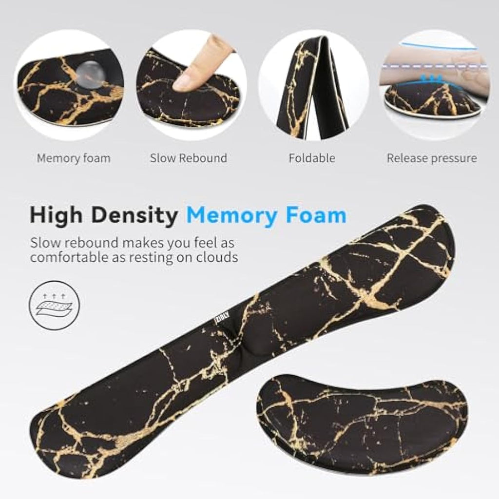 ZIBLY Ergonomic Keyboard and Mouse Wrist Rest Set – Memory Foam Support