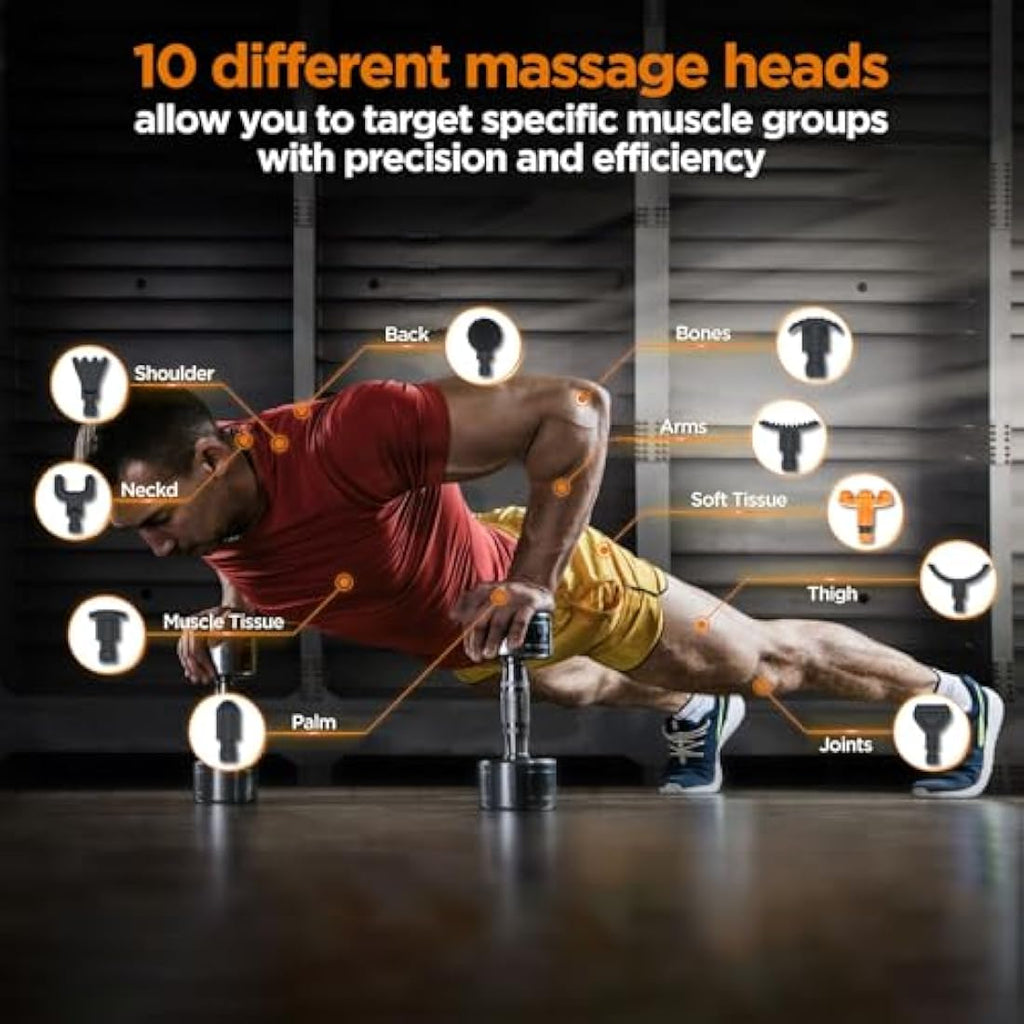 Jolof Store Deep Tissue Massage Gun – 30 Speeds & 10 Heads Massager
