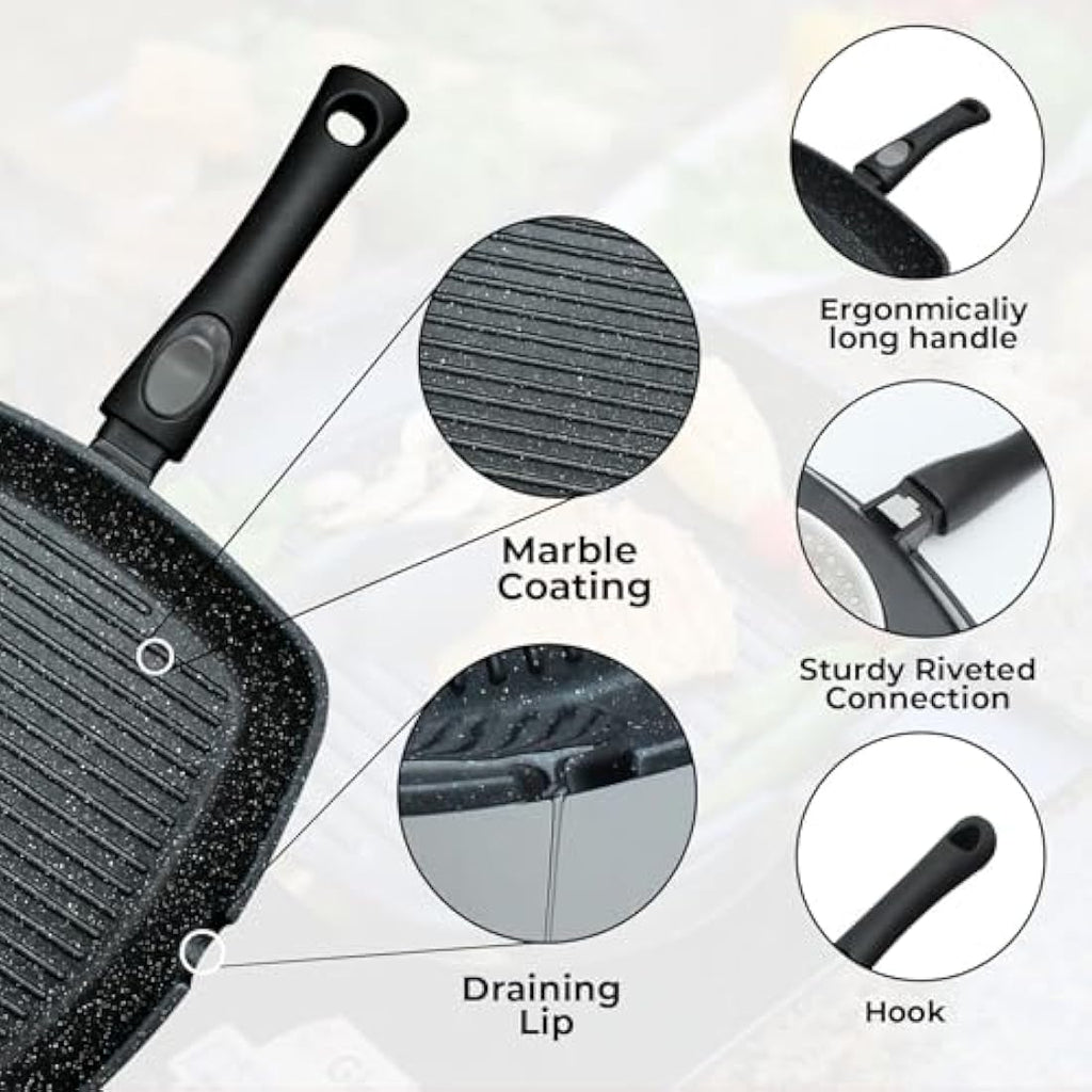 Jolof Store Non-Stick Griddle Pan – 28cm Induction Grill with Removable Handle
