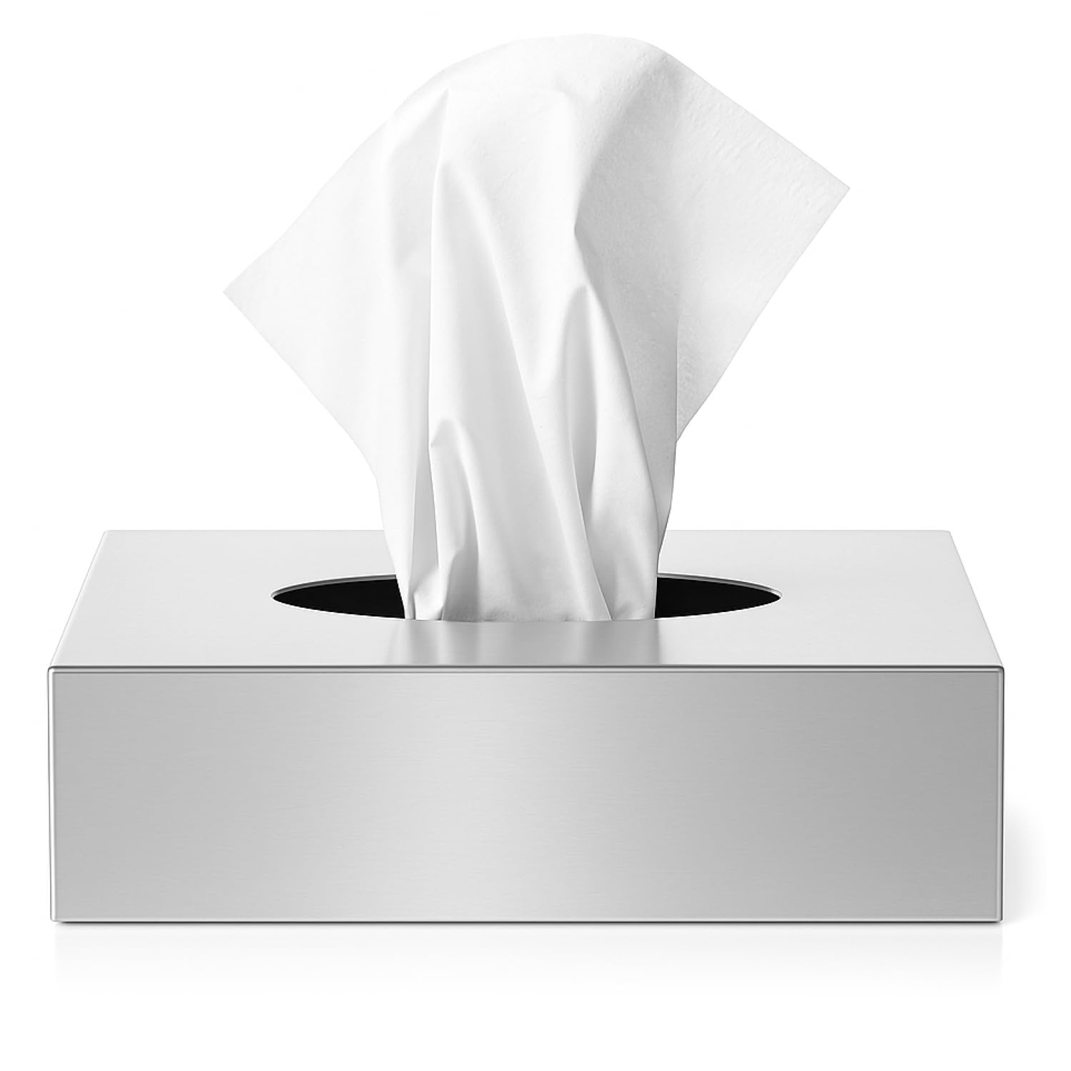 com-four Stainless Steel Facial Tissue Box – Wall-Mounted Silver Holder