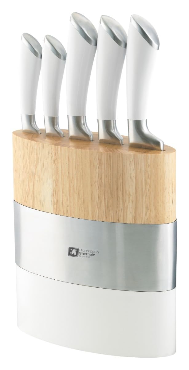 Richardson Sheffield Fusion 5 Piece Knife Block Set | White Stainless Steel