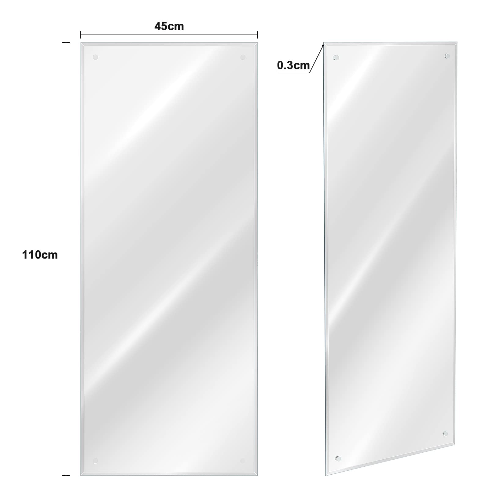 Dripex Frameless Rectangle Wall Mirror | 110x45cm Bevelled Edge Glass