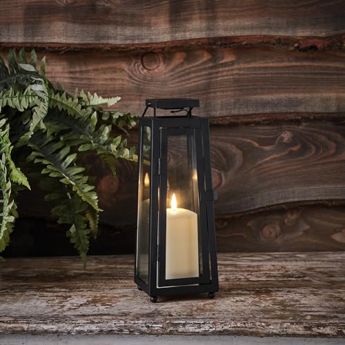 Lights4fun Set of 2 Solar Black Metal LED Candle Lanterns – IP44 Waterproof
