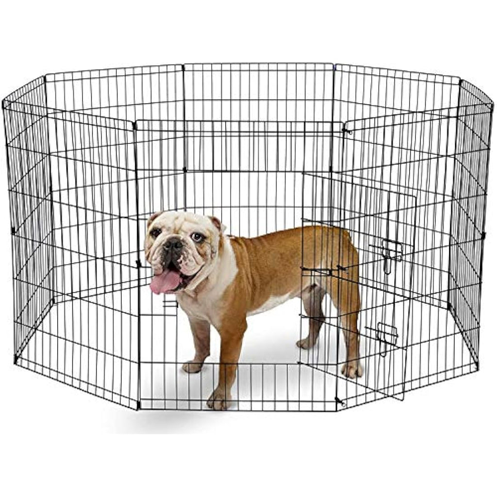 Underdog 8 Panel Foldable Pet Playpen | Indoor & Outdoor Dog Pen - 91cm Black