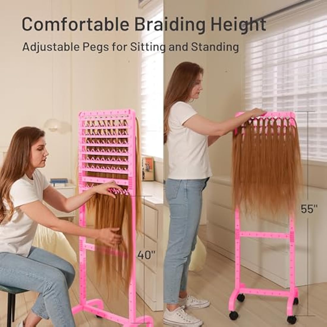 Jolof Store 160 Peg Braiding Hair Rack | Adjustable Movable Braid Stand