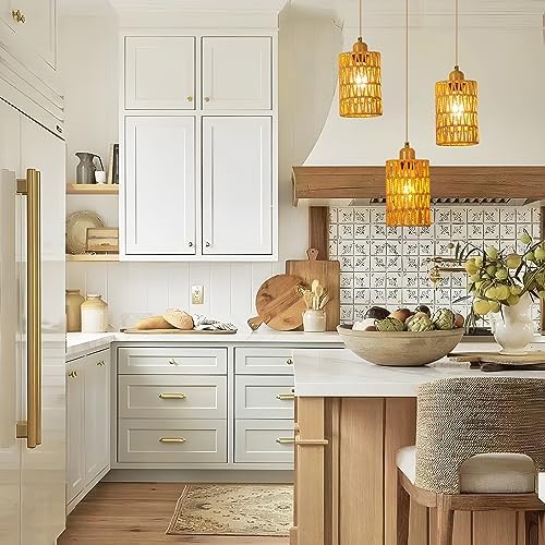 FORCOSO 3-Light Rattan Pendant Light – Boho Handwoven Hanging Ceiling Lamp