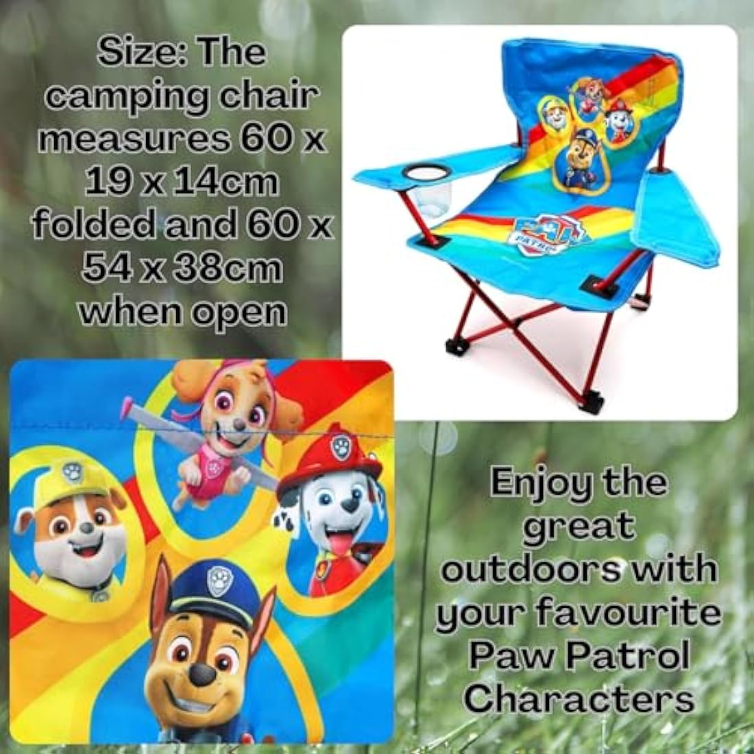 Toyland Paw Patrol Kids Folding Camping Chair with Cup Holder & Bag