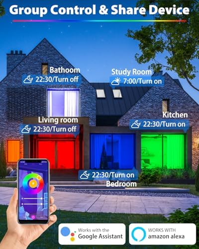 Peasur Smart RGB LED Ceiling Light - 24W Dimmable Flushmount Fixture
