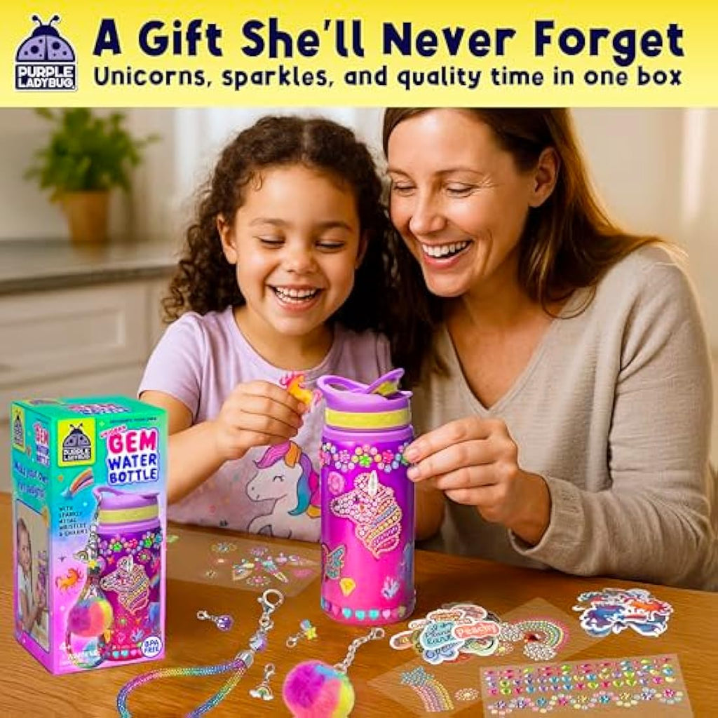Purple Ladybug Unicorn Water Bottle Craft Kit for Girls Ages 5-12