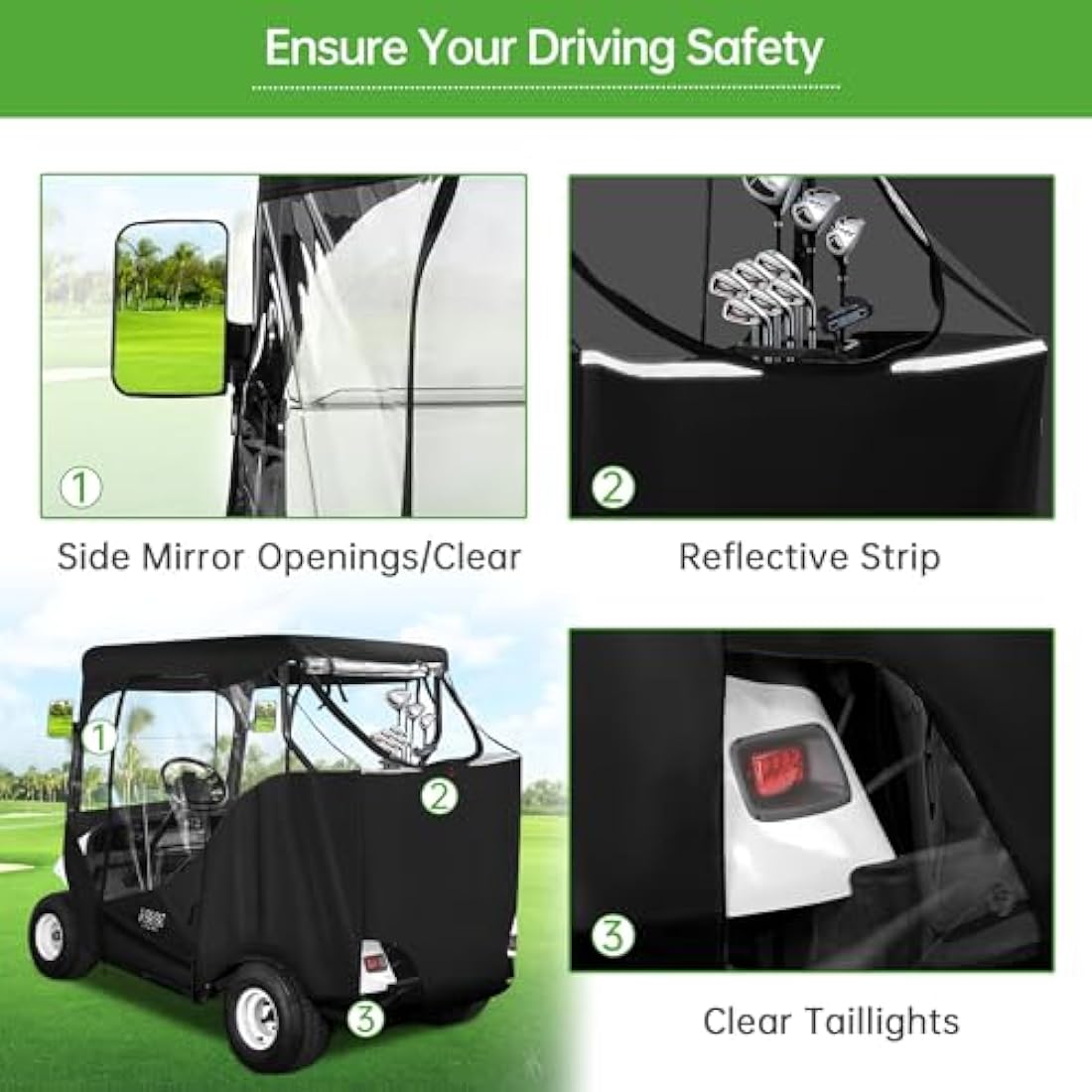 10L0L 2-Passenger Golf Cart Enclosure for EZGO TXT RXV | 600D Waterproof