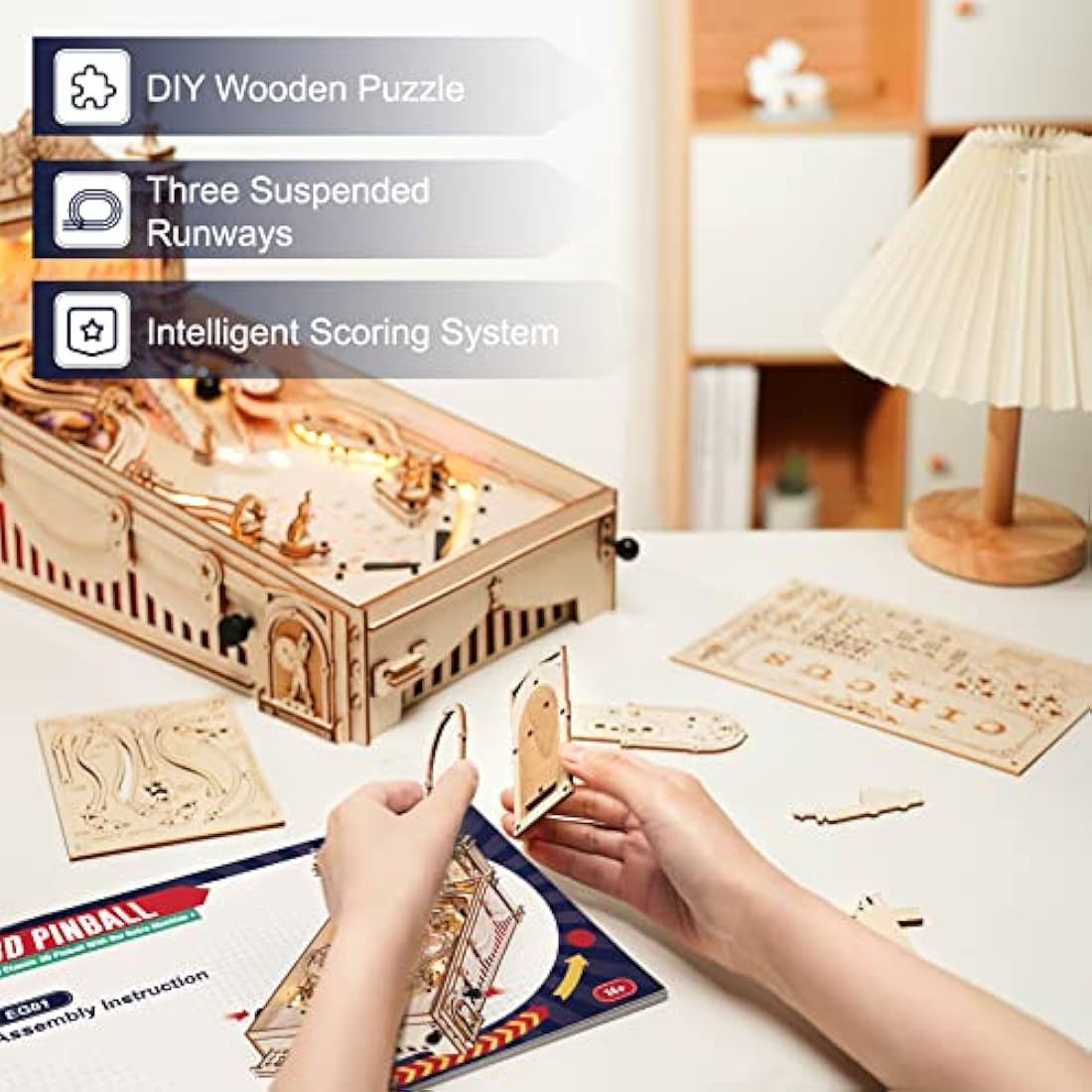 3D Pinball Machine - Mechanical Wooden Model Building Kit