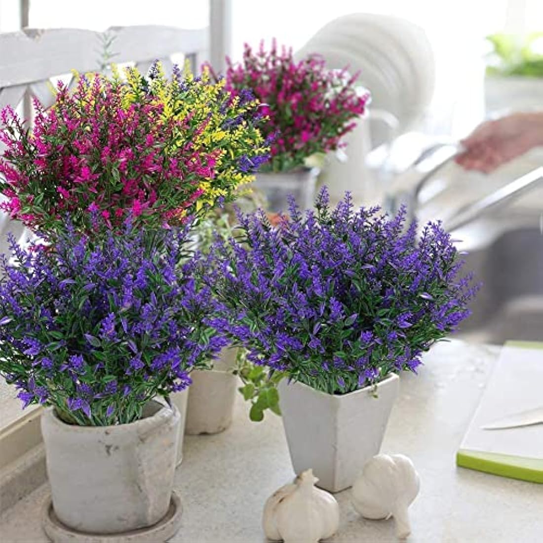 Jolof Store UV Resistant Artificial Lavender Flowers - 12 Bundles