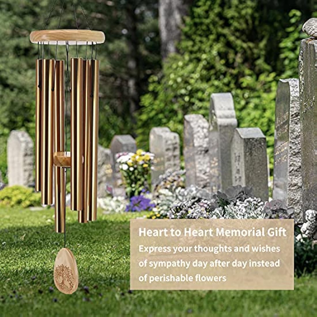 Astarin Memorial Wind Chimes - 30 Inch Deep Tone Sympathy Gift - Bronze