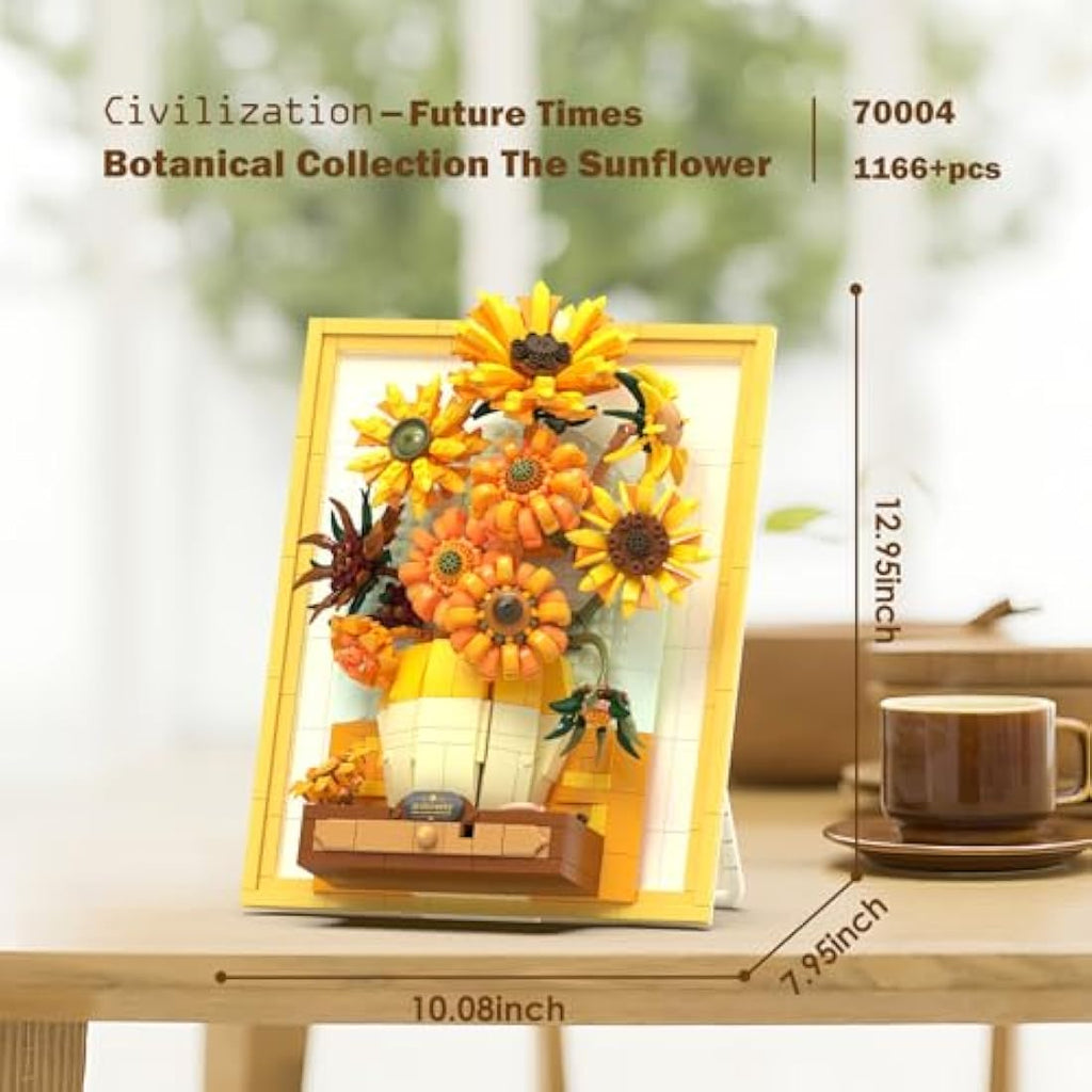 JMBricklayer Van Gogh Sunflower 3D Wall Art Building Set with Lights | 1166PCS