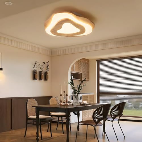 YYUTLUO Wooden Cloud LED Ceiling Light | Dimmable 35W Modern Nursery Lamp