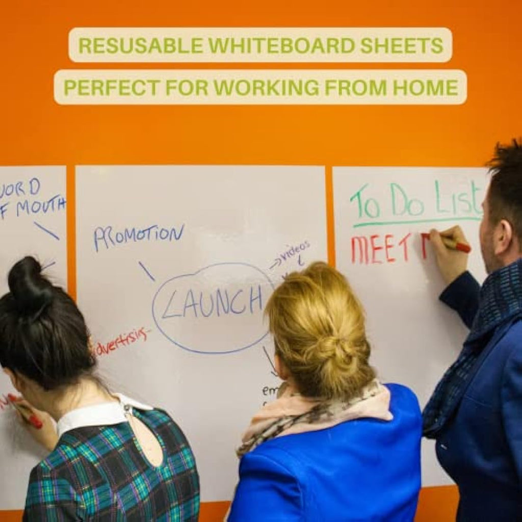 Smarter Surfaces Whiteboard Sheets – 20 Static Dry Erase Wall Stickers