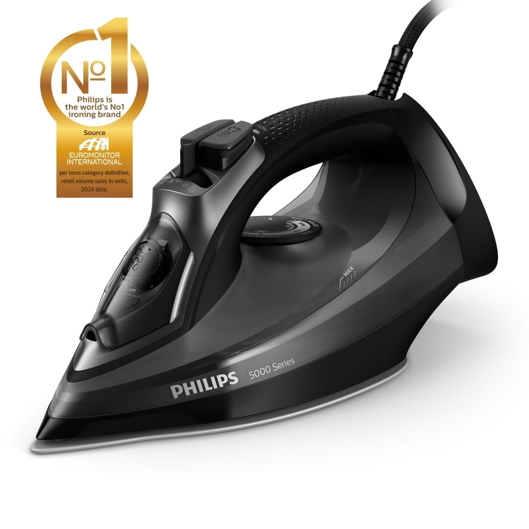 Philips Series 5000 Steam Iron – 2600W, SteamGlide Plus, Black
