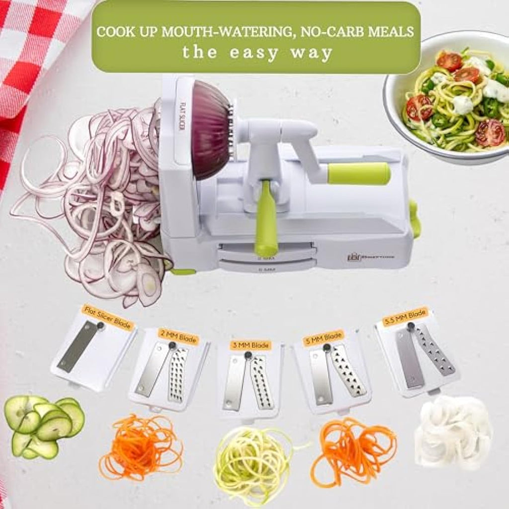 Brieftons 5-Blade Vegetable Spiralizer – Stainless Steel Zoodle Maker