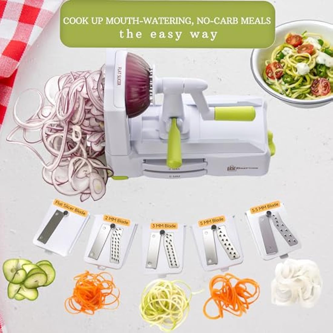 Brieftons 5-Blade Vegetable Spiralizer – Stainless Steel Zoodle Maker