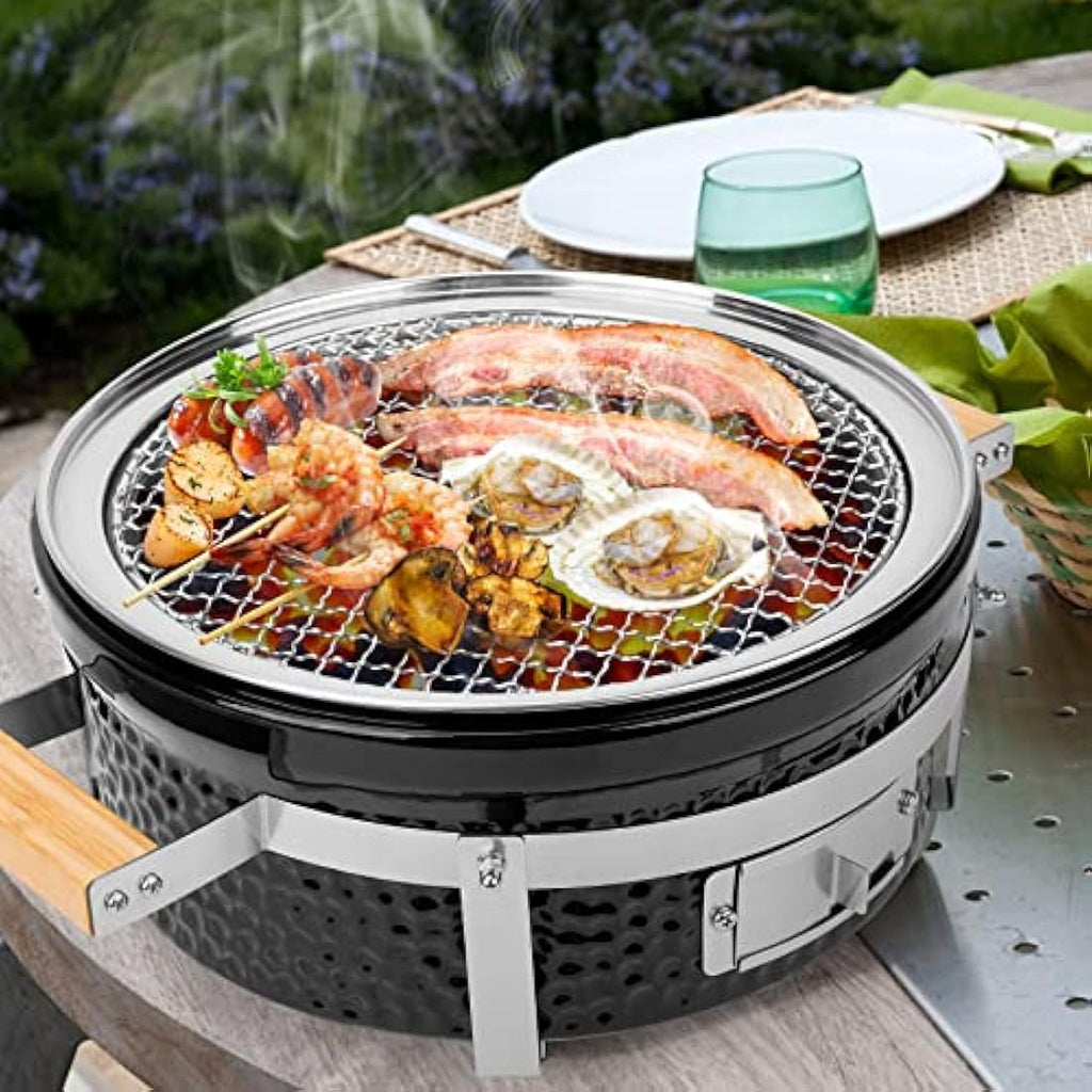 Onlyfire Portable Ceramic Clay Tabletop Charcoal Grill for Outdoor Cooking