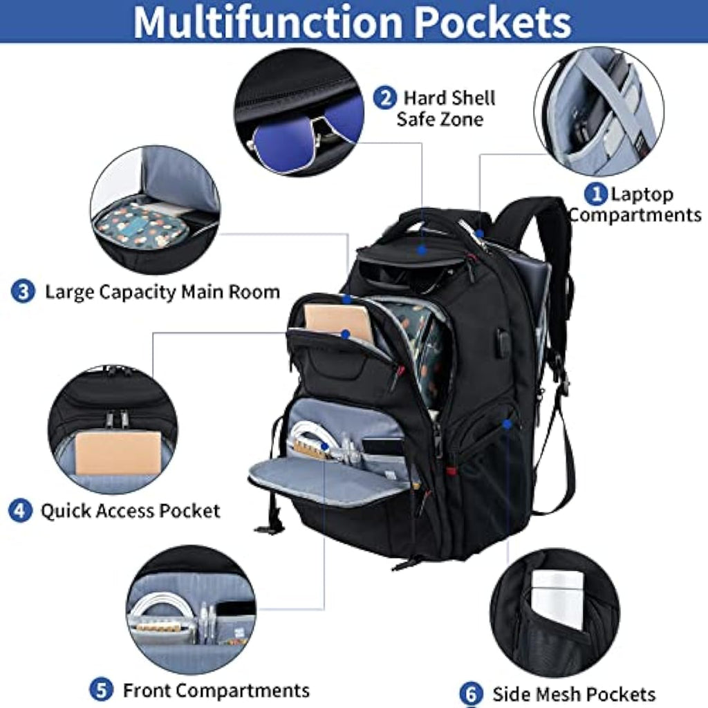 VANKEAN 17.3'' Travel Laptop Backpack | Water Resistant Anti-Theft Bag