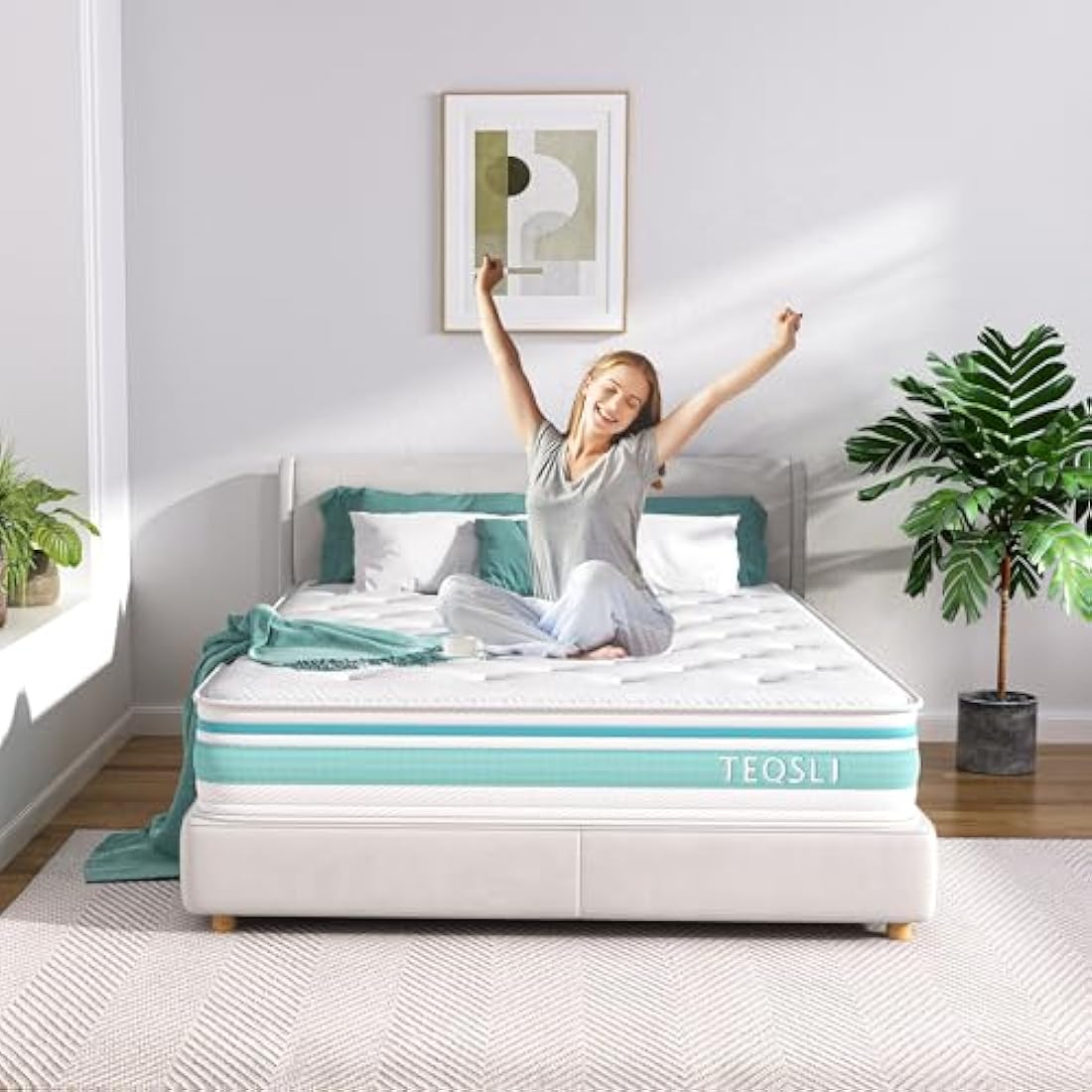 TeQsli Single Hybrid Mattress | 10 Inch 7-Zone Gel Memory Foam & Pocket Sprung