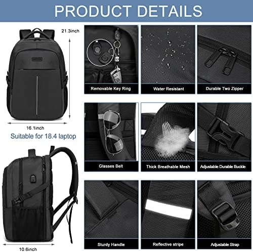 WENIG Extra Large Laptop Backpack | Travel Business Rucksack with USB