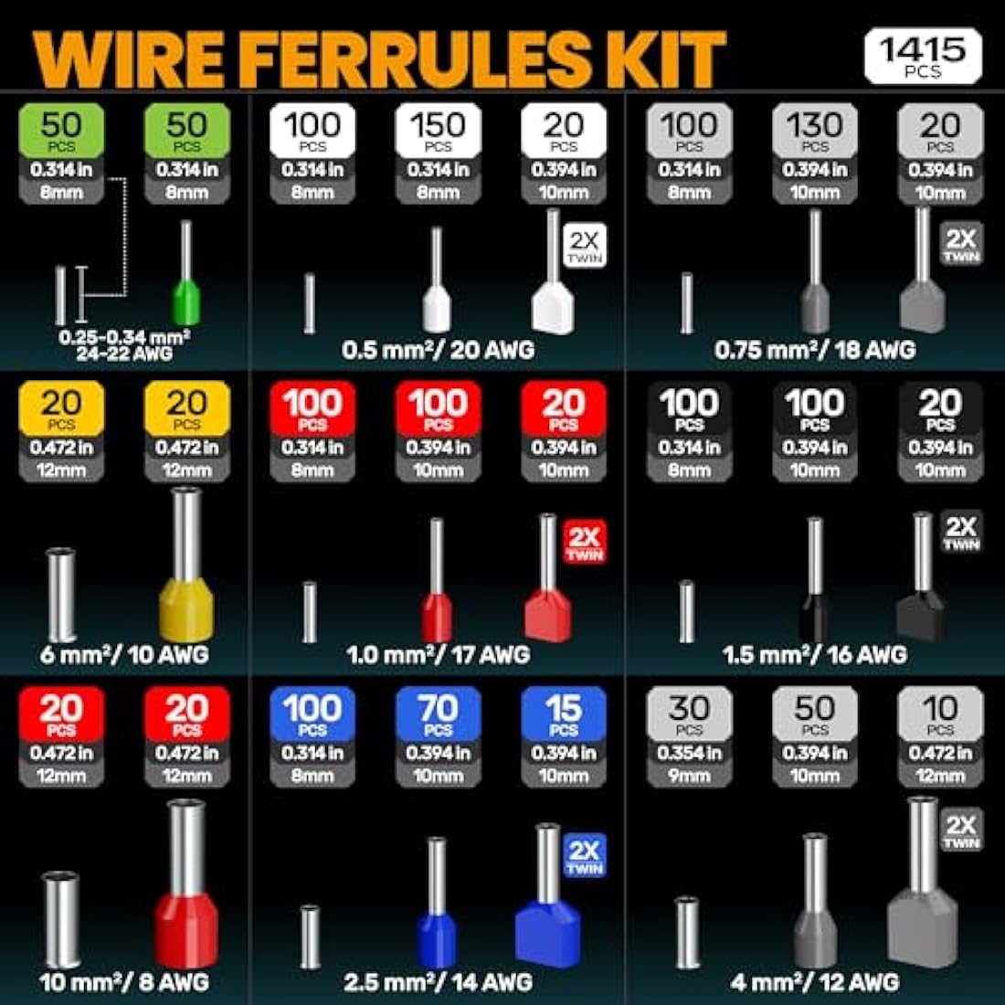 SOMELINE Ferrule Crimping Tool Set - 24 Types Wire Terminals 0.25-10mm²